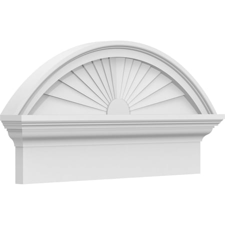 Ekena Millwork Segment Arch Sunburst Architectural Grade PVC Combination Pediment, 24"W x 12-7/8"H x 2-3/4"P PEDPC024X130SEG01